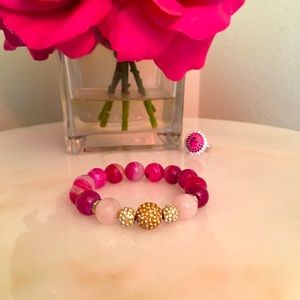 Pink Gemstone Stretch Bracelet